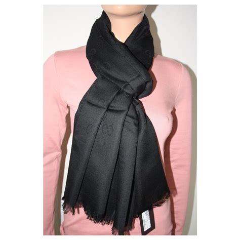 black gucci scarves|gucci black wool scarf.